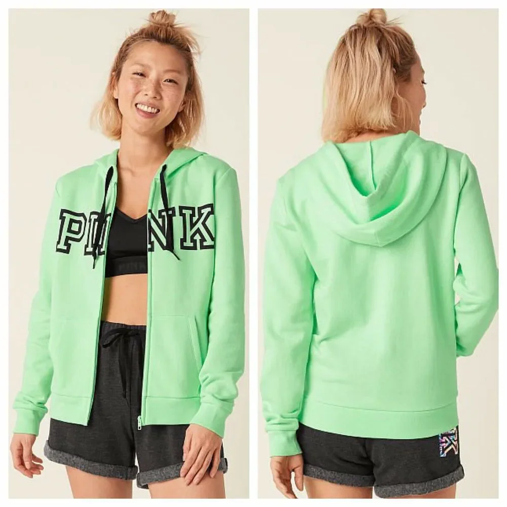Vs Victorias Secret Pink Perfect Full Zip Hoodie Sweater Jacket Top Got A Mint L